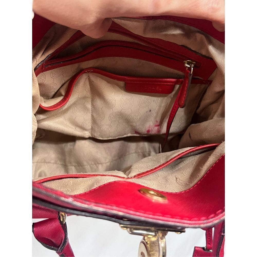 Michael Kors lipstick red and gold oversized purse - Picture 8 of 10